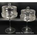 custom clear glass stem cake stands with dome